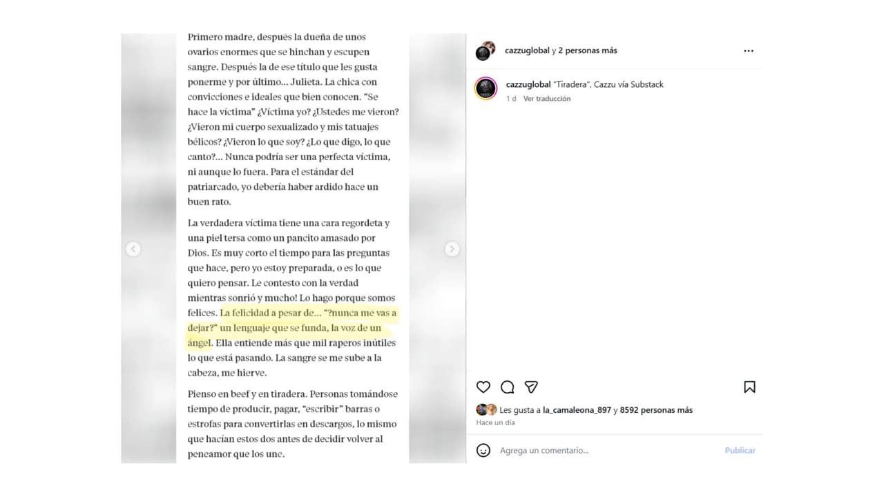 Cazzu habría expuesto lo que siente Inti tras no convivir por meses con Nodal.