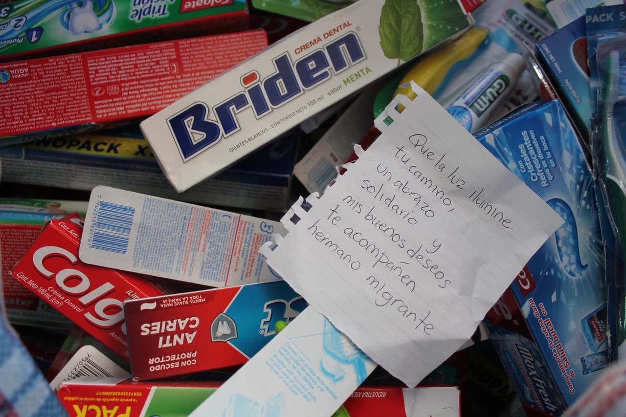 Donations to Ceporiac include a note of well-wishes to the shelter's residents.