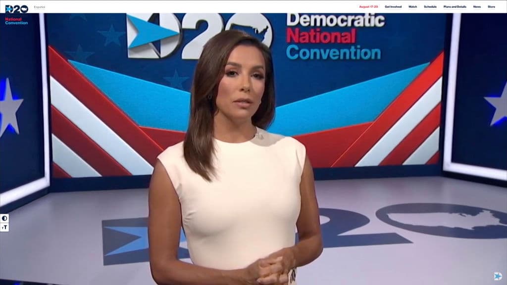 La actriz y activista 
<b><a href="https://www.univision.com/temas/eva-longoria">Eva Longoria</a></b> condujo la convención virtual, que estableció conexiones vía video con grupos y oradores en diferentes partes del país.
