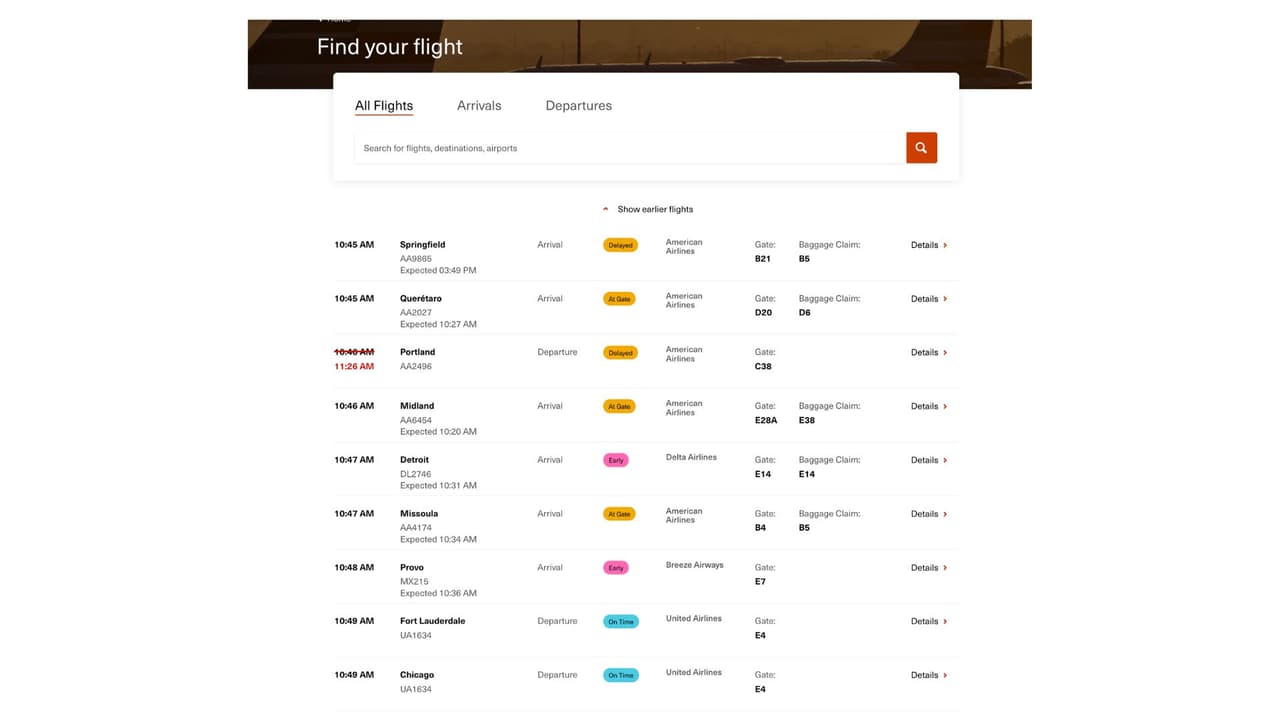 Ahora revise su vuelo:
<br>✈️ Escriba en Google: “DFW flight status” o entre a 
<a href="https://www.dfwairport.com/flights/" target="_blank">www.dfwairport.com/flights</a>
<br>✈️ Busque su vuelo por número o aerolínea y confirme la terminal.
<br>✈️ Vuelva al mapa de seguridad (paso anterior) y 
<b>elija el checkpoint más conveniente cerca de su terminal.</b>