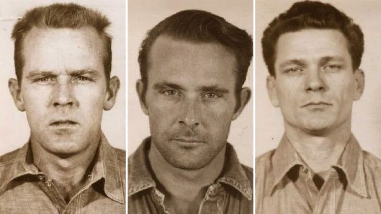 <h3 class="cms-H3-H3"><b>John William Anglin (izq.), Clarence Anglin (centro) y Frank Lee Morris</b></h3>
<br>
<br>Estas imágenes son de cuando estos tres hombres blancos estaban ingresados en la prisión federal de Alcatraz, en 1962.