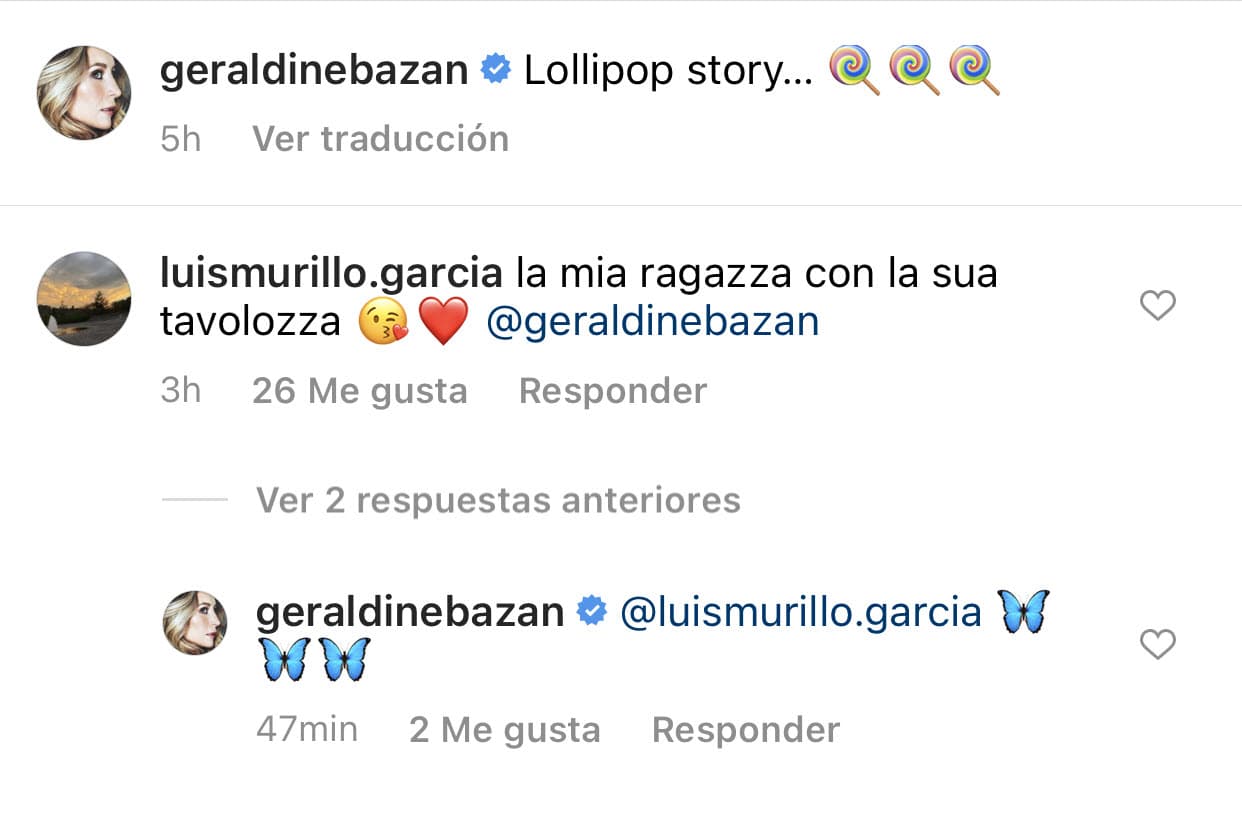"Mi novia con su paleta", le escribió y ella le respondió con una serie de emoticonos de mariposas azules.