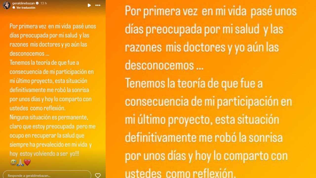 Geraldine Bazán compartió que tiene un problema de salud que la mantiene "preocupada". Los médicos aparentemente no saben aún el origen de lo que le pasa.