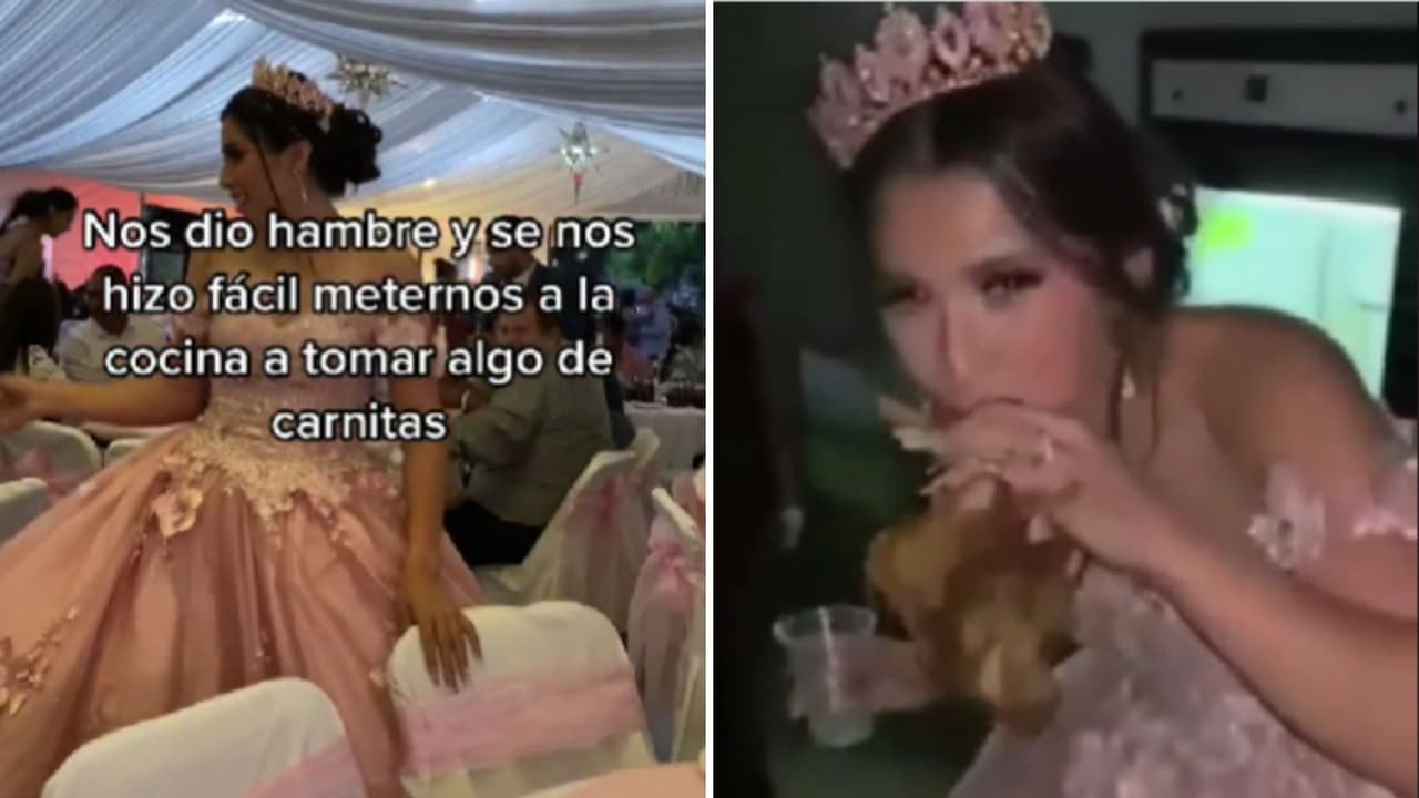 Quinceañera invadió cocina de salón porque se quedó con hambre: no le importó arruinar su look