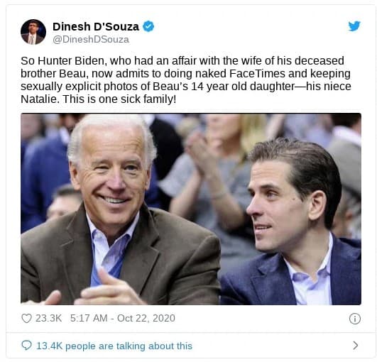 Fuente: Captura de pantalla de Twitter tomada el jueves 22 de octubre de 2020.