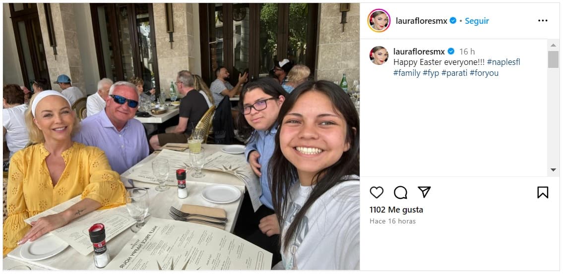 Laura Flores, su novio Scott, y sus hijos Ana Sofía y Alejandro.