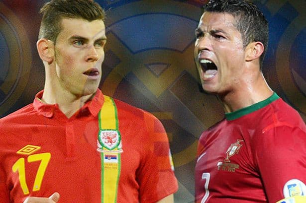 Wales' Gareth Bale takes on Portugal's Cristiano Ronaldo in Wednesday's European Cup semi-final