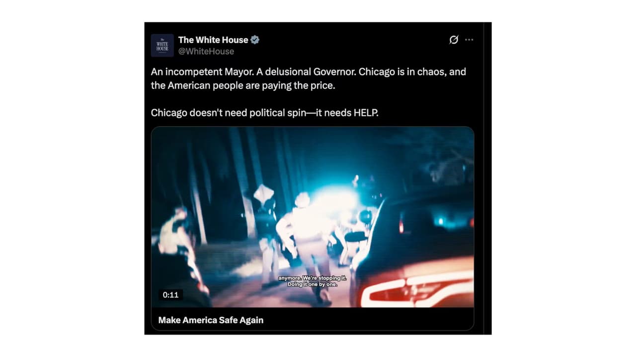 Publicación que contiene los videos engañosos en la cuenta de X de la Casa Blanca.