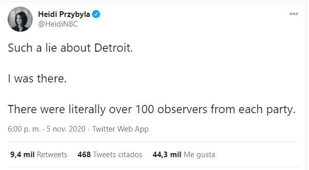 Captura de pantalla tomada de Twitter el 6 de noviembre de 2020.