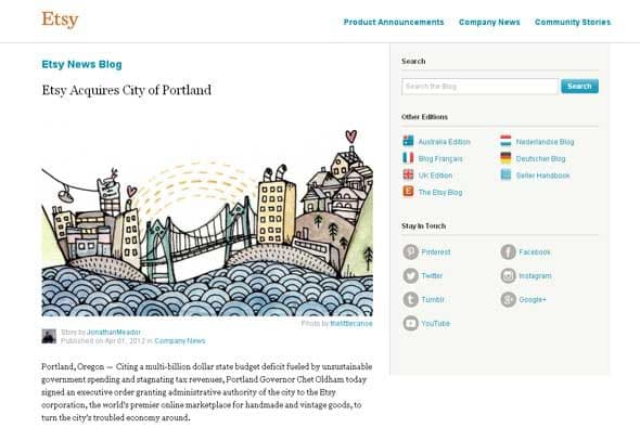 Etsy compra la ciudad de Portland (2012) - Si alguien iba a comprar una ciudad entera, no nos sorprende que sea Etsy. Y menos que hayan escogido Portland, Oregon.
