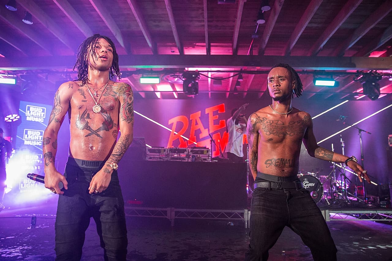 AUSTIN, TX - MARCH 17: Rae Sremmurd take the stage at the Bud Light Factory during the Interscope Showcase on March 17, 2016 in Austin, Texas. Bud Light Americas most popular and inclusive beer brand, and first time sponsor of South By Southwest® transformed Austins Brazos Hall into the Bud Light Factory, bringing exclusive performances to SXSW attendees from March 16-19. (Photo by Rick Kern/Getty Images for Bud Light)