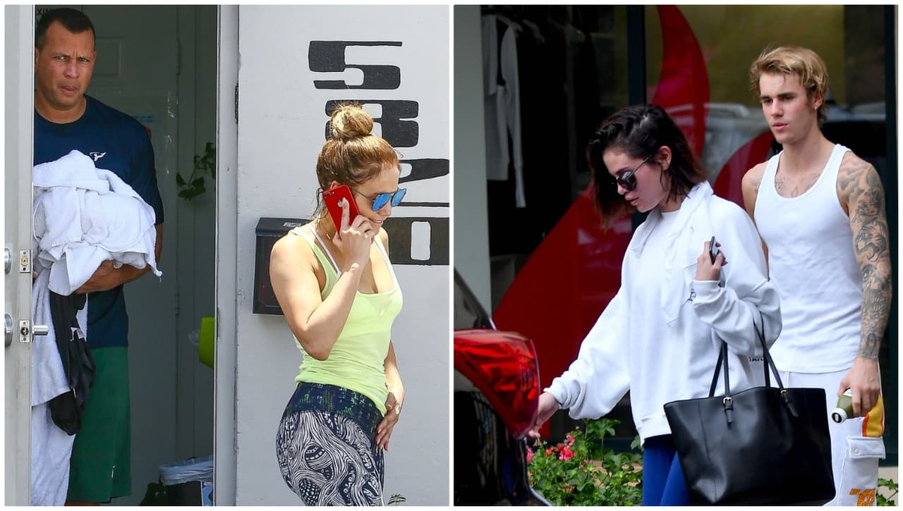 Alex Rodríguez y Jennifer López acudieron a su sesión de 'hot yoga' en Miami, Florida. Selena Gomez y Justin Bieber hicieron lo mismo, pero en Los Ángeles, California.