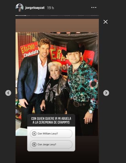 En su viaje a la 'ciudad del pecado', Silva coincidió con William Levy. Su nieto publicó esta imagen en sus historias de Instagram y preguntó públicamente: "¿Con quien quiere ir mi abuela a la ceremonia?"
