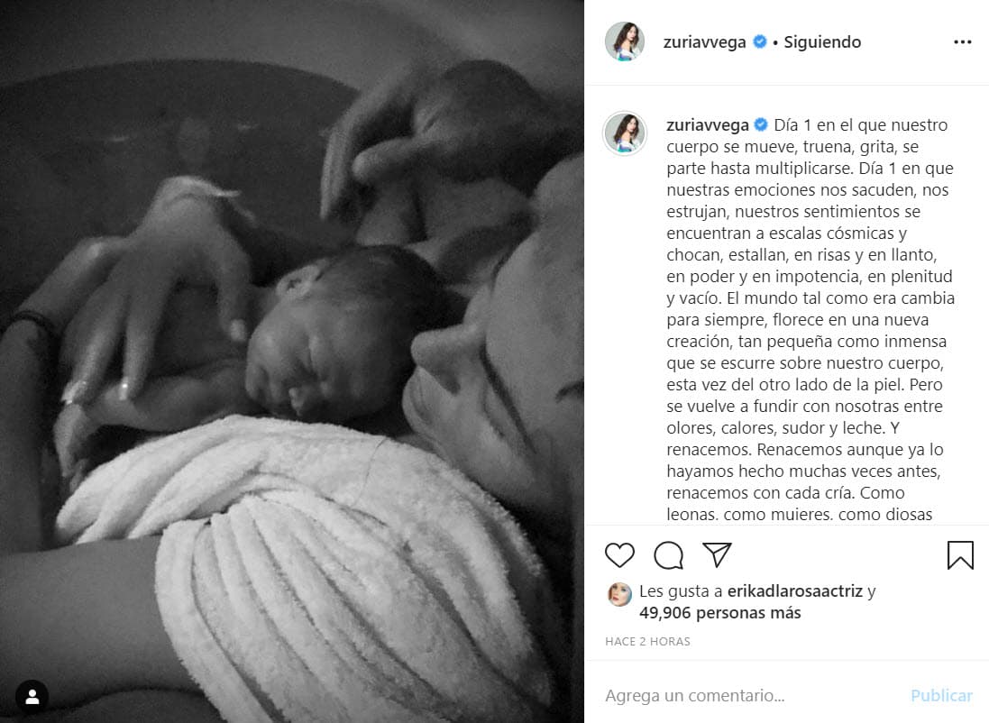 <b>Con esta fotografía inédita </b>y un texto referente a la maternidad, la actriz festejó a su pequeño: "Día 1 en el que nuestro cuerpo se mueve, truena, grita, se parte hasta multiplicarse. Día 1 en que 
<b>nuestras emociones nos sacuden, nos estrujan</b>, nuestros sentimientos se encuentran a escalas cósmicas y chocan, estallan, en risas y en llanto, en poder y en impotencia, en plenitud y vacío".