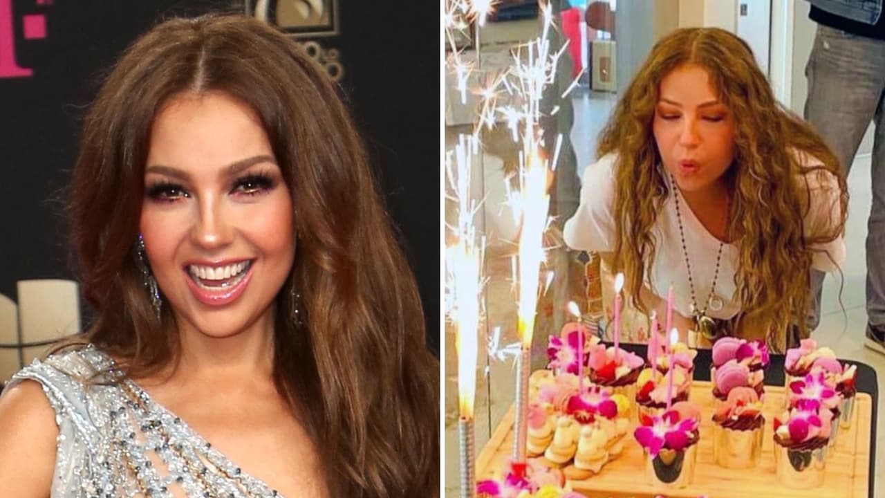 Thalía presumió sus extravagantes regalos de cumpleaños: uno tiene un dibujo de su cara con bigote