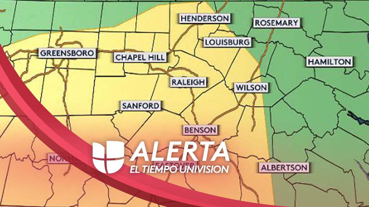 Estas áreas de Carolina del Norte están bajo nivel 2 de 5 de tormentas severas