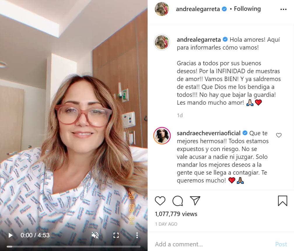 "¡Gracias a todo el personal de los hospitales! ¡Son unos guerreros que merecen nuestra admiración, reconocimiento y respeto! ¡Dios los bendiga!".
<br>