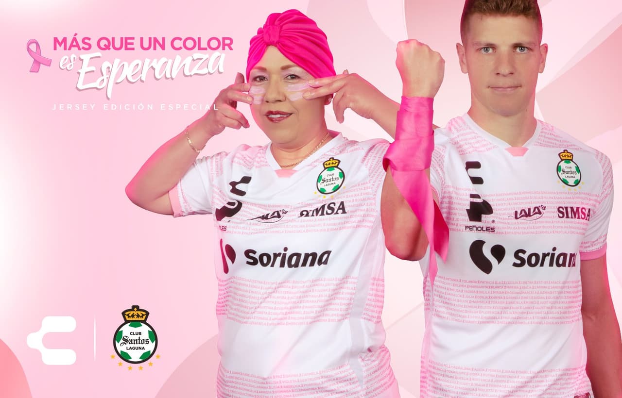 Atlas y Santos presente unos hermosos jerseys de edición especial para apoyar a la lucha frente al Cáncer de Mama en México.