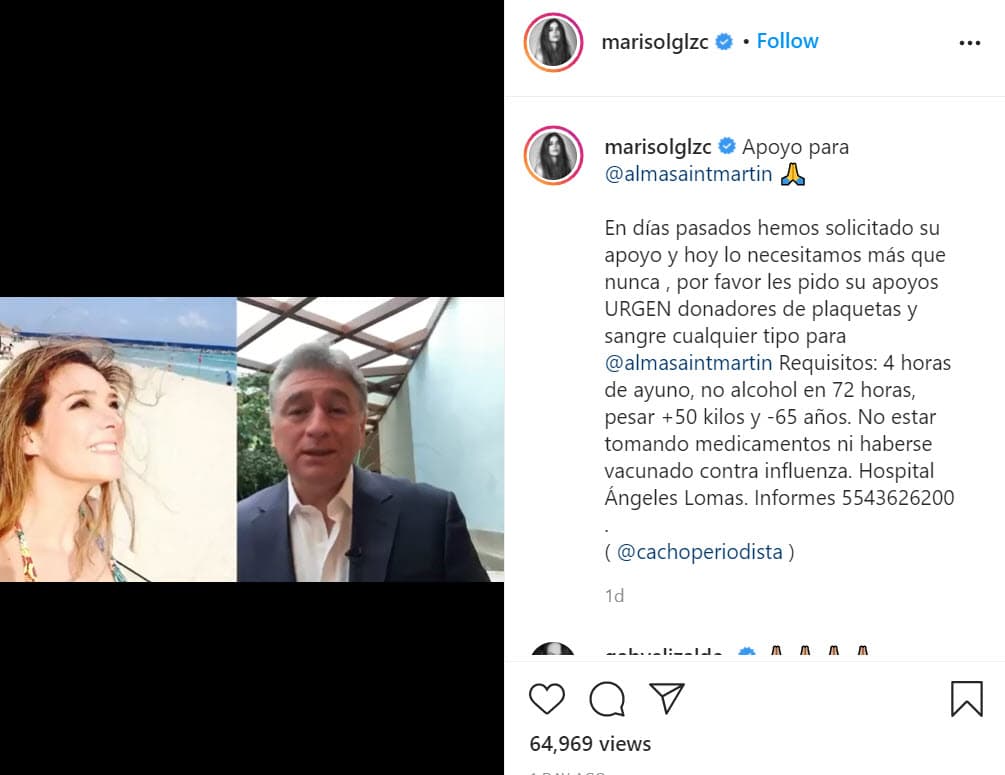 <b><a href="https://www.univision.com/entretenimiento/celebridades/tips-de-belleza-de-marisol-gonzalez" target="_blank">Marisol González</a></b>, también del elenco de
<b>Hoy</b>, se unió a esta cadena y replicó el mensaje de Alejandro Cacho en donde se solicitó ayuda para la conductora.