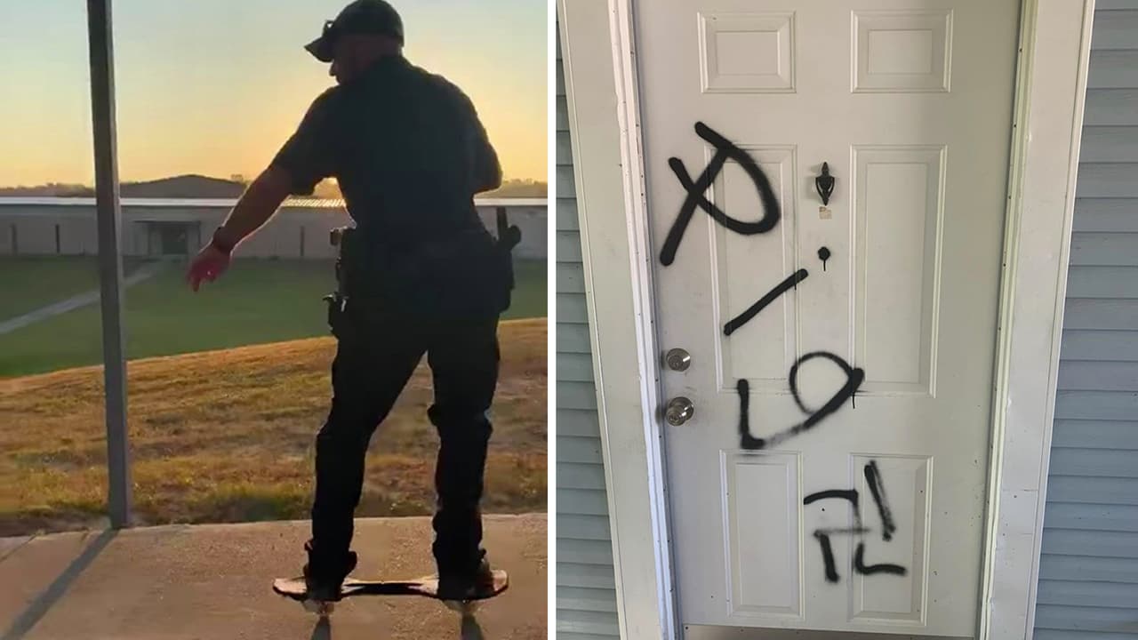 “Sean no merecía esto”: buscan a responsable de pintar una esvástica y la palabra ‘pig’ en la casa de un policía