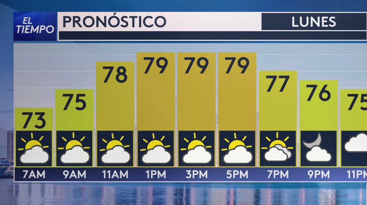 Pronóstico del tiempo hoy en Miami: Cielos parcialmente nublados; el termómetro alcanzará 79 °F