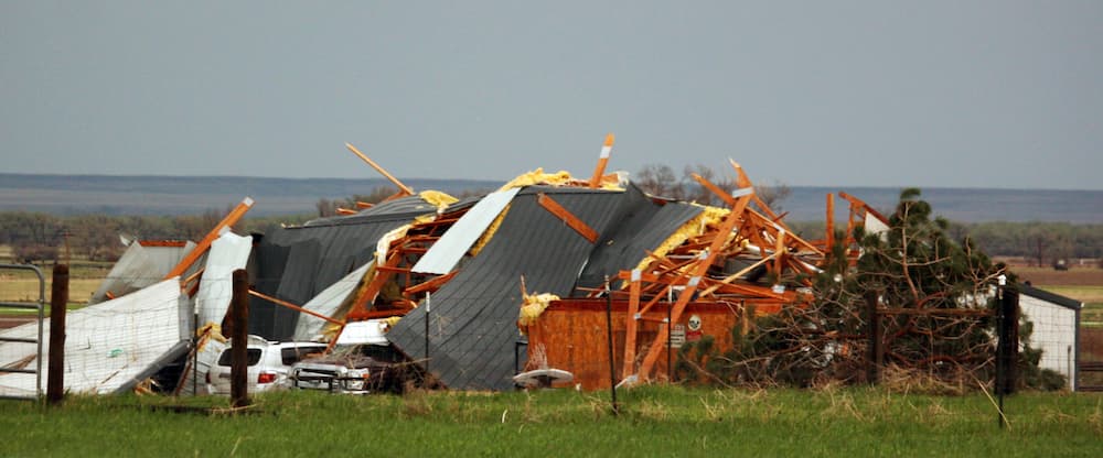 Daños causado por la tormenta en Wiggins, Colorado