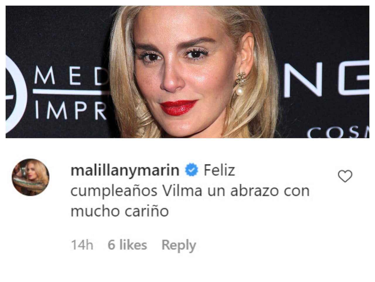 Malillany Marín también le dedicó unas palabras: "Feliz cumpleaños Vilma, un abrazo con mucho cariño".
<br>