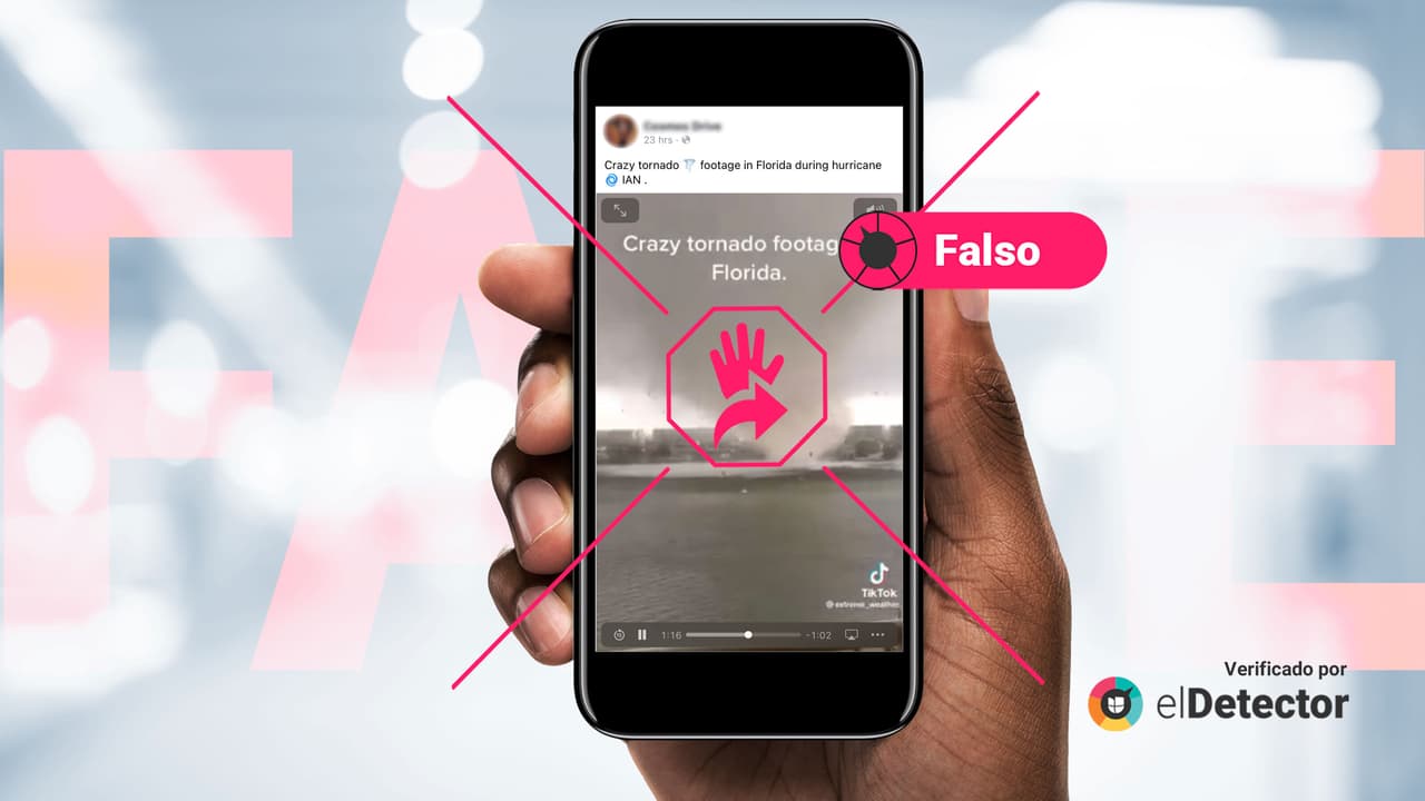 Este tornado no fue grabado durante el huracán Ian (fue en Florida, pero en 2018) 