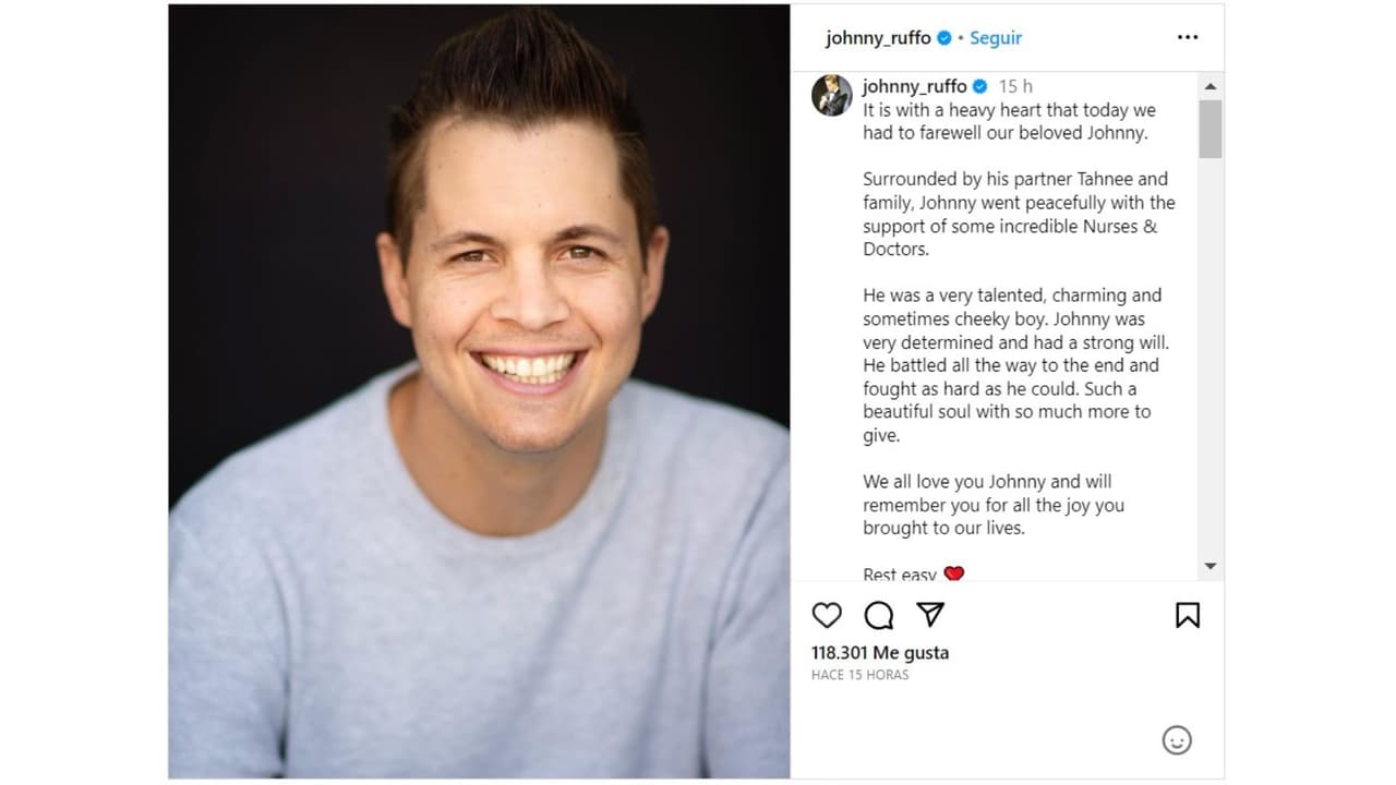 El actor y cantante Johnny Ruffo murió tras una dura pelea contra el cáncer cerebral.