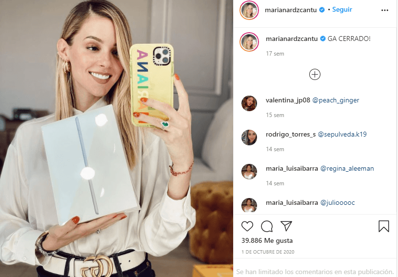 Captura de pantalla tomada de Instagram el 8 de febrero de 2021.