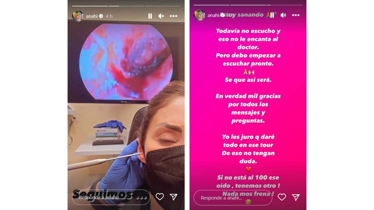 Anahí en revisión médica para saber la recuperación de su oído.