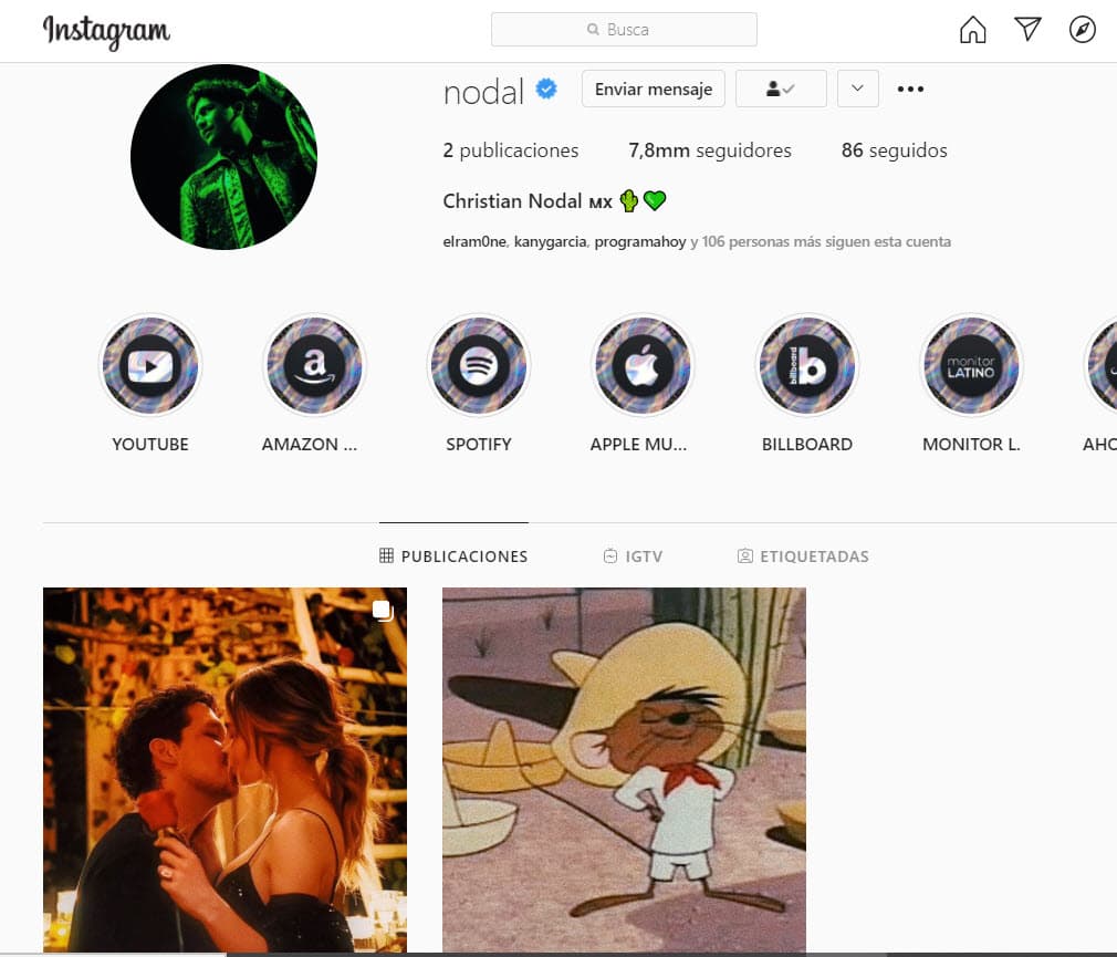 Desde la noche del sábado 28, aparece de nueva cuenta la foto que él publicó el pasado 25 de mayo 
<b><a href="https://www.univision.com/shows/el-gordo-y-la-flaca/cuanto-costo-el-anillo-de-compromiso-belinda-christian-nodal" target="_blank">cuando se comprometió</a></b> con la estrella de 'Amigos X siempre'. 
<br>