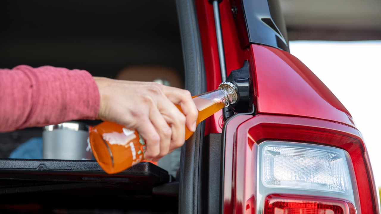 Every all-new Bronco Sport comes standard with a bottle opener mounted in the cargo area to help travelers unwind when they break from the trail. (Pre-production model pictured.)
