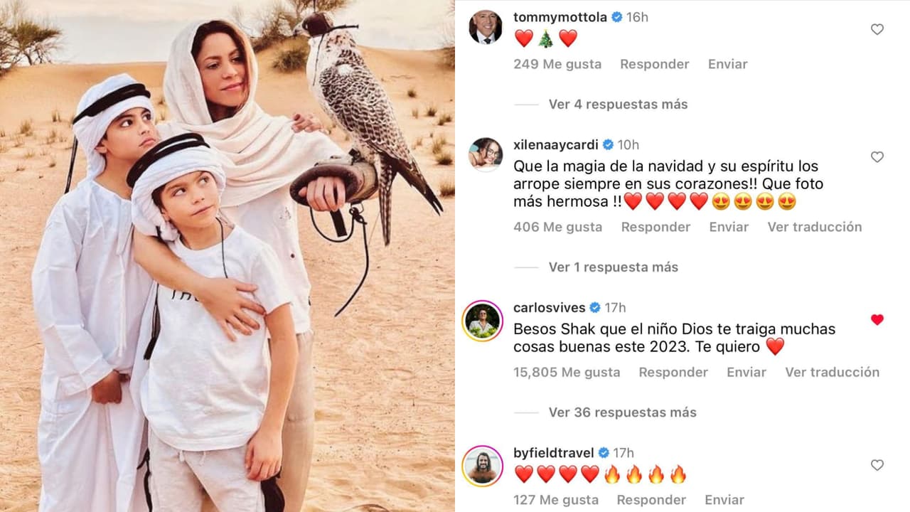 Shakira apareció así en Navidad junto a sus hijos desde el desierto de Dubái.
