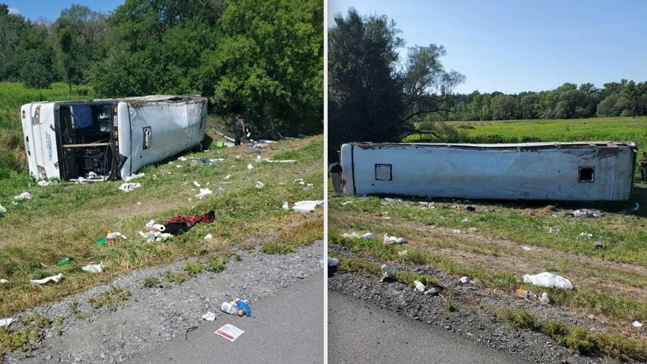 Decenas de pasajeros son hospitalizados después que autobús turístico se volcara en autopista de Nueva York