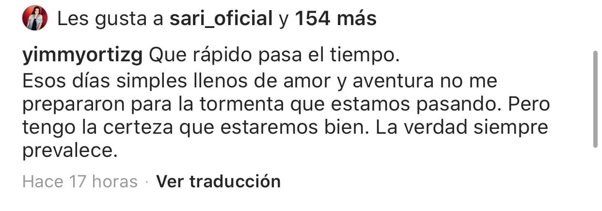 "Qué rápido pasa el tiempo. Esos días simples llenos de amor y aventura no me prepararon para la 
<b><a href="https://www.univision.com/famosos/sarita-sosa-es-la-villana-el-papa-de-jaime-camil-dice-como-es-la-hija-menor-de-jose-jose-fotos" target="_blank">tormenta que estamos pasando</a></b>", escribió Ortiz.
<br>