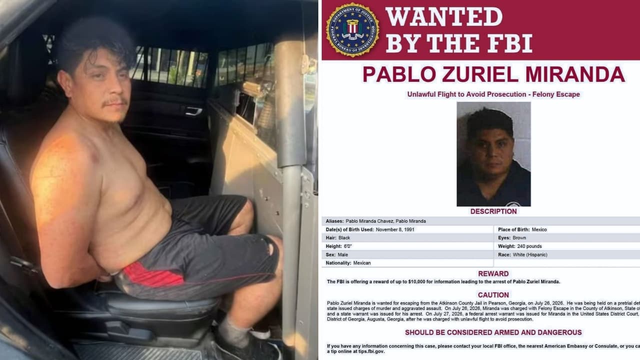 Tras operativo y recompensa de $10,000, capturan a Pablo Zuriel Miranda tras escapar de cárcel en Georgia