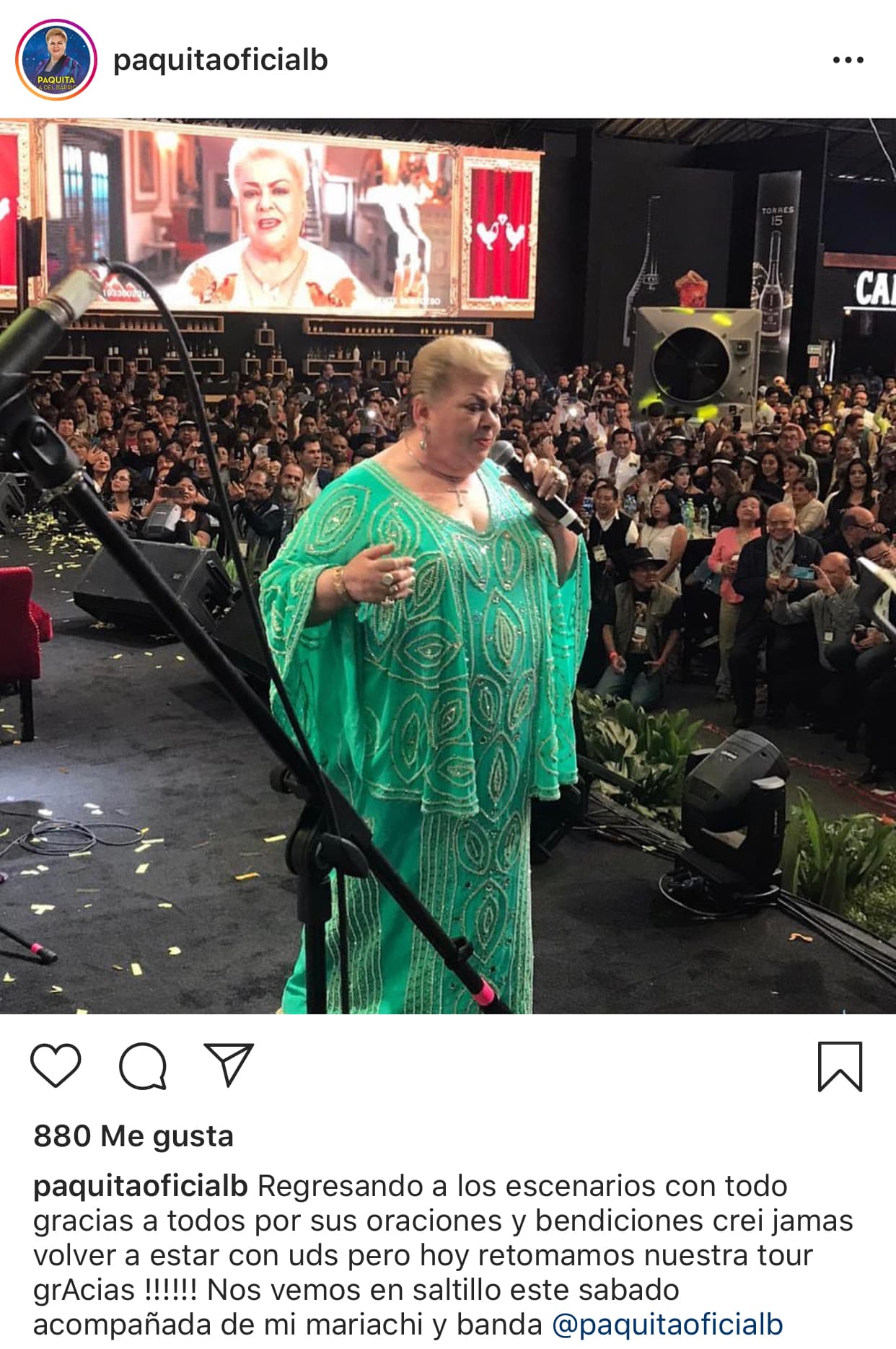 A raíz de la hospitalización que sufrió en octubre pasado por el deterioro de sus pulmones, la cantante tuvo que 
<b><a href="https://www.univision.com/shows/el-gordo-y-la-flaca/paquita-la-del-barrio-cancela-15-presentaciones-para-2020-por-recomendacion-medica-video" target="_blank">cancelar gran parte de sus presentaciones</a></b>
<a href="https://www.univision.com/shows/el-gordo-y-la-flaca/paquita-la-del-barrio-cancela-15-presentaciones-para-2020-por-recomendacion-medica-video" target="_blank">. </a>
<br>