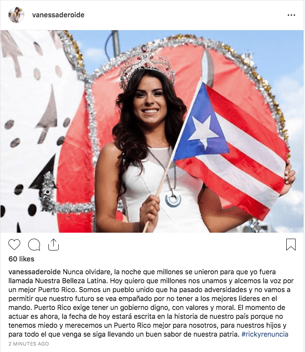 Nuestra Belleza Latina 2012, la modelo y comunicadora Vanessa de Roide, pidió alzar la voz "por un mejor Puerto Rico".