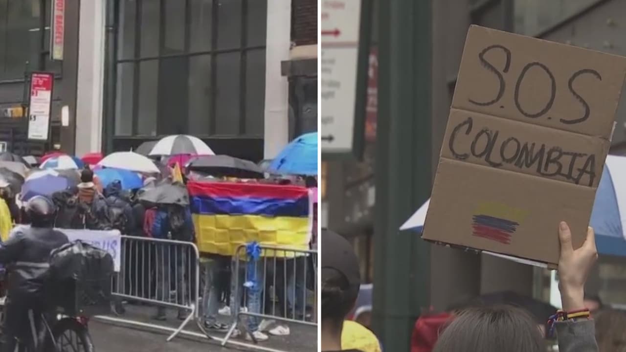 "Nos están matando": colombianos en Nueva York protestan en contra de los hechos violentos en su país