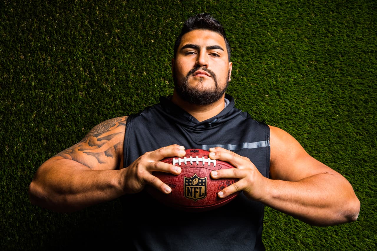 UTEP offensive lineman Will Hernandez at the NFL scouting Combine, Thursday, March 1, 2018, in Indianapolis. (Todd Rosenberg via AP)