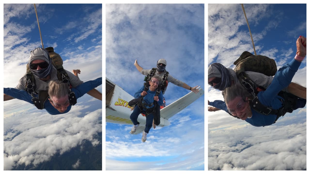 Abuela cumple 95 años y su nieta cuenta cómo saltaron juntas en paracaídas para celebrarlo
