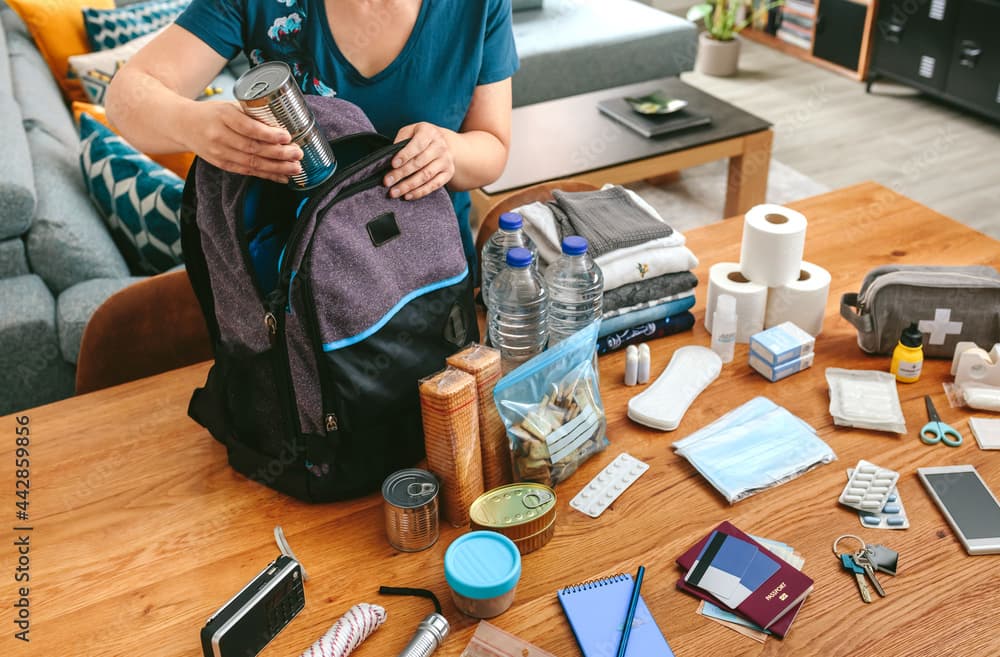 <b>Artículos sanitarios </b>y de higiene personal. 
<b>Mascarillas</b> para filtrar aire contaminado. 
<b>Bolsas de basura</b>. Herramienta multiusos fácil de transportar, tijeras y un abrelatas manual. 
<b>Cerillos</b>.