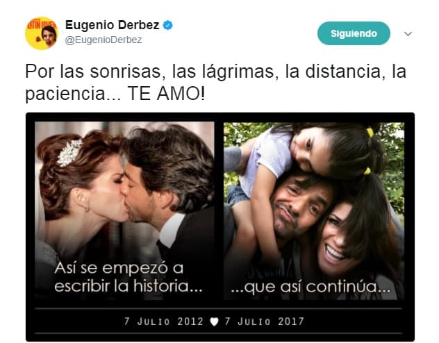 Eugenio Derbez y Alessandra Rosaldo festejan su quinto aniversario de bodas