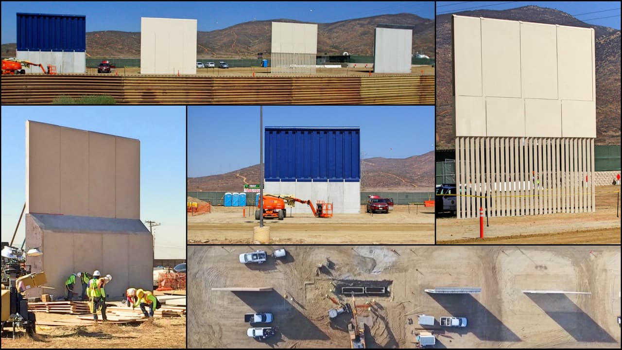 Los prototipos del muro fronterizo que quiere Donald Trump.