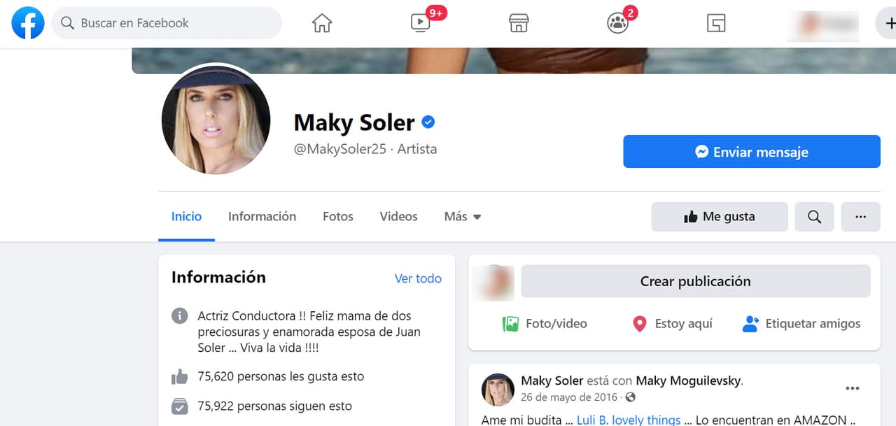 Aunque la argentina se quitó el apellido de casada en Instagram, aún aparece con él en su 
<b><a href="https://www.facebook.com/MakySoler25/" target="_blank">cuenta oficial de Facebook</a></b>, según constató Univision Digital la mañana de este jueves 22. La última publicación que existe ahí data de mayo del año 2016. 
<br>