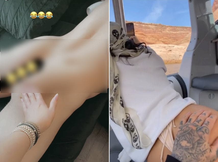 La supuesta parodia de Shanna Moakler (izquierda) a su ex Travis Barker y Kourtney Kardashian (derecha).