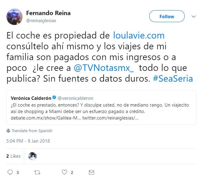 Y lo confirmó al proporcionar 
<b>el nombre de la compañía a la cual fue rentado el auto</b> y desmentir lo que la propia publicación había dicho.