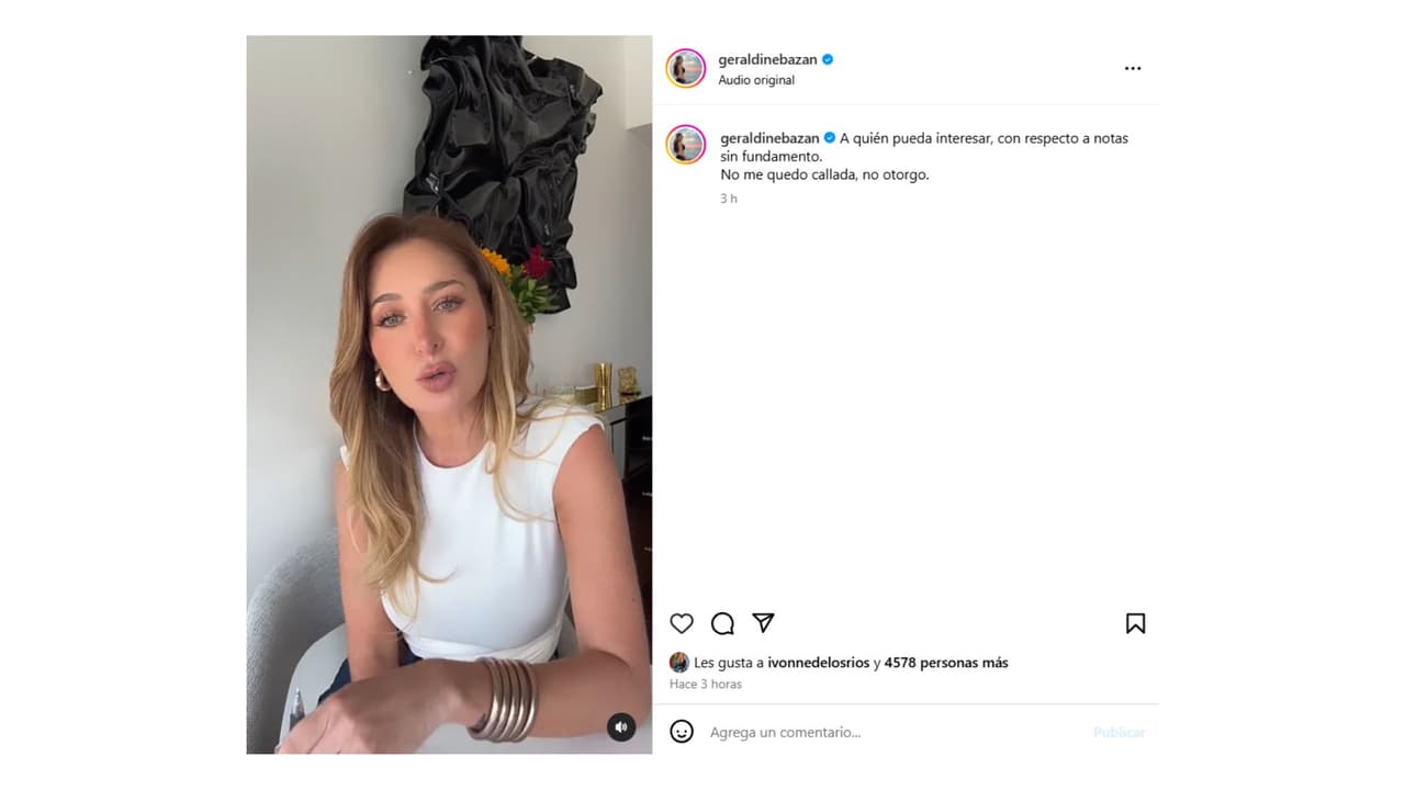 Así respondió Geraldine Bazán a rumores de infidelidad.