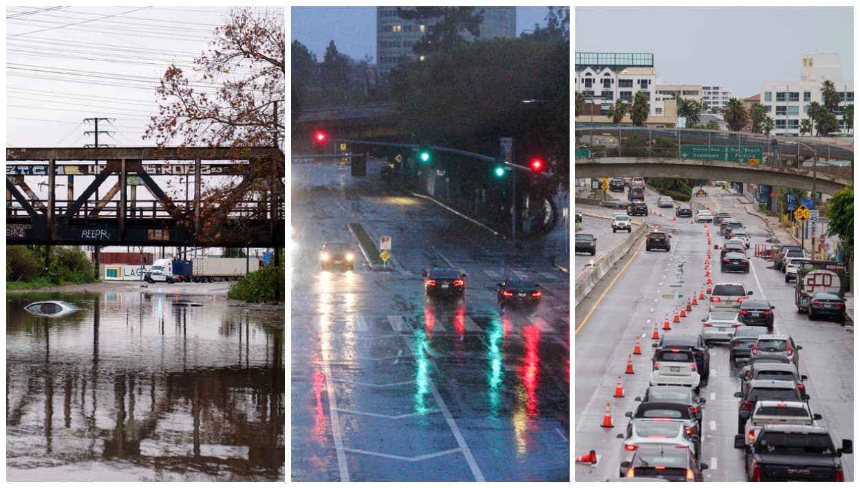 Primera tormenta afecta el tránsito inundando algunas carreteras al sur de Los Ángeles